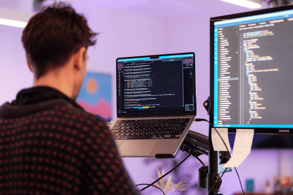 Website Design vs Website Development: What's the Difference? 3 developer working in the backend